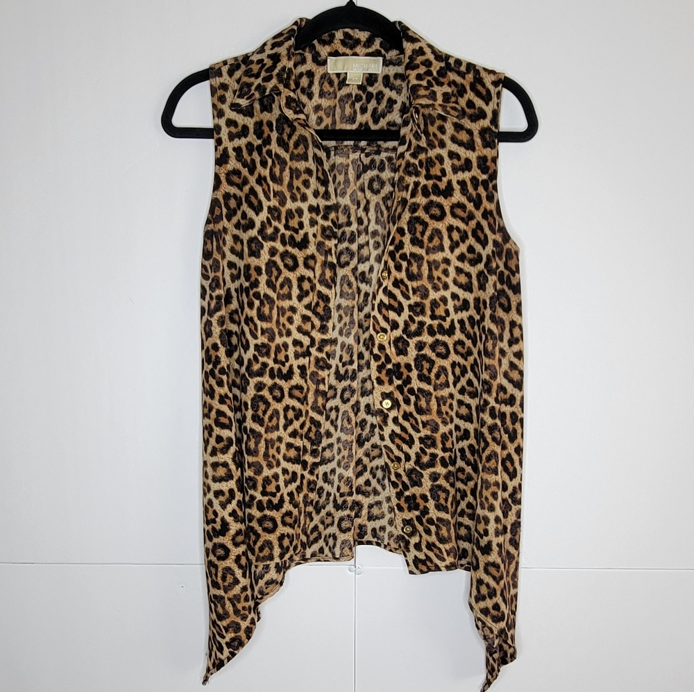 Michael Kors Leopard Print Sleeveless Blouse – XS